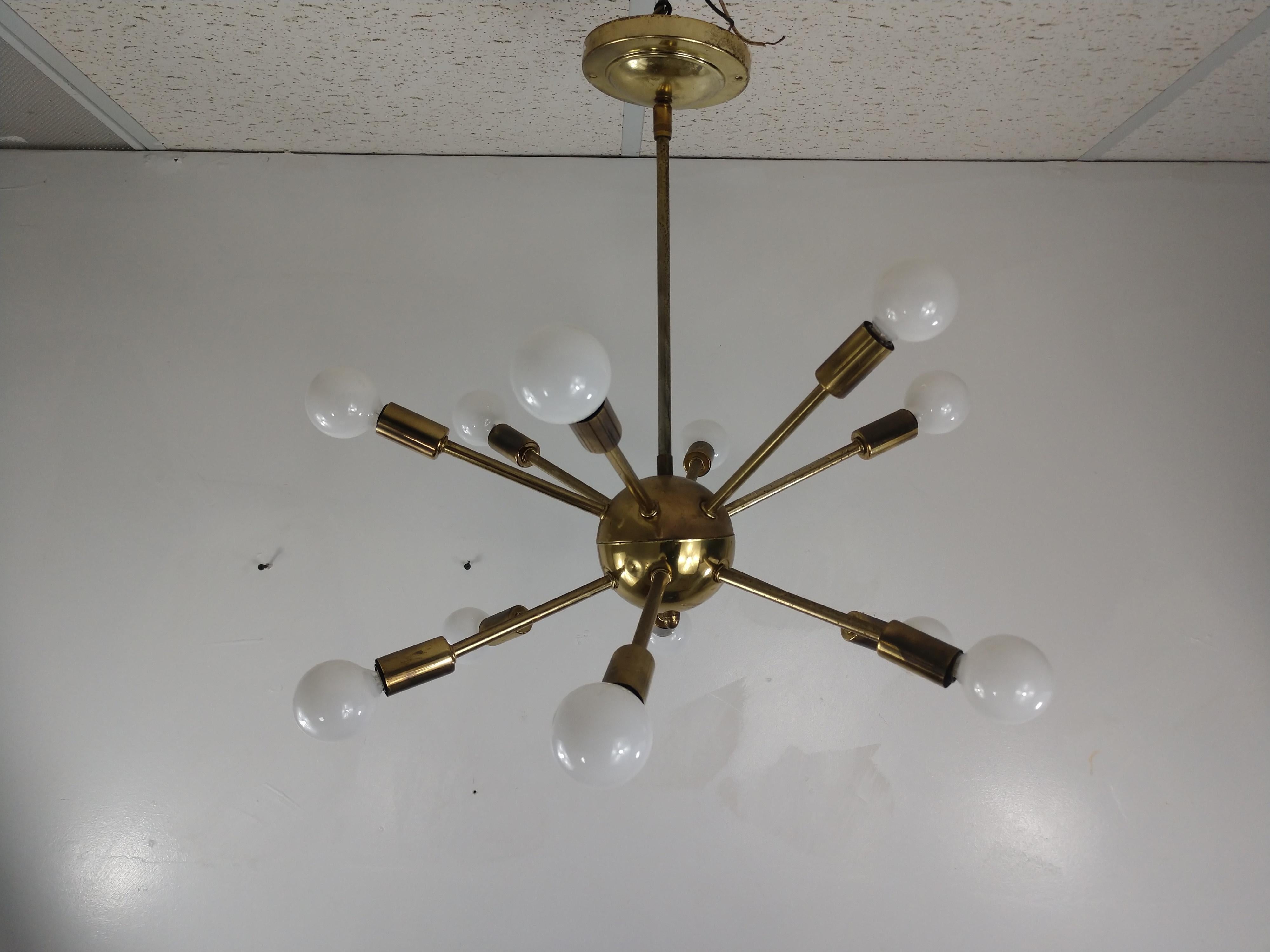 Mid-Century Modern Vintage Brass Sputnik Chandelier, circa 1955 1