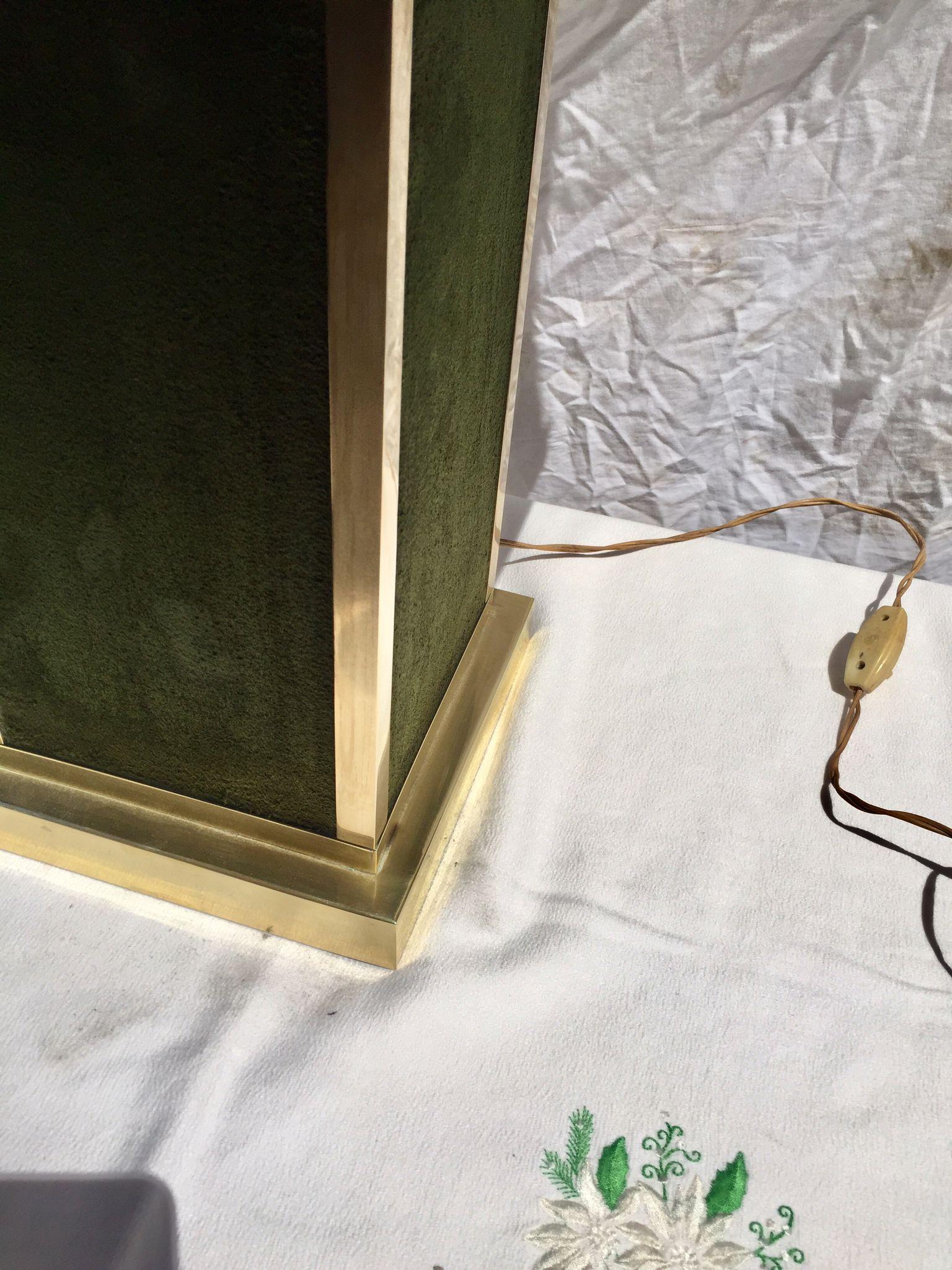 French Mid-Century Modern, Vintage Brass Table Lamp 
