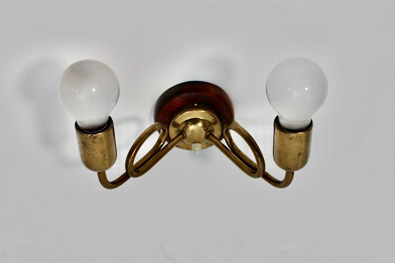 Austrian Mid-Century Modern Vintage Brass Wall Light Sconce Josef Frank 1950s Austria For Sale