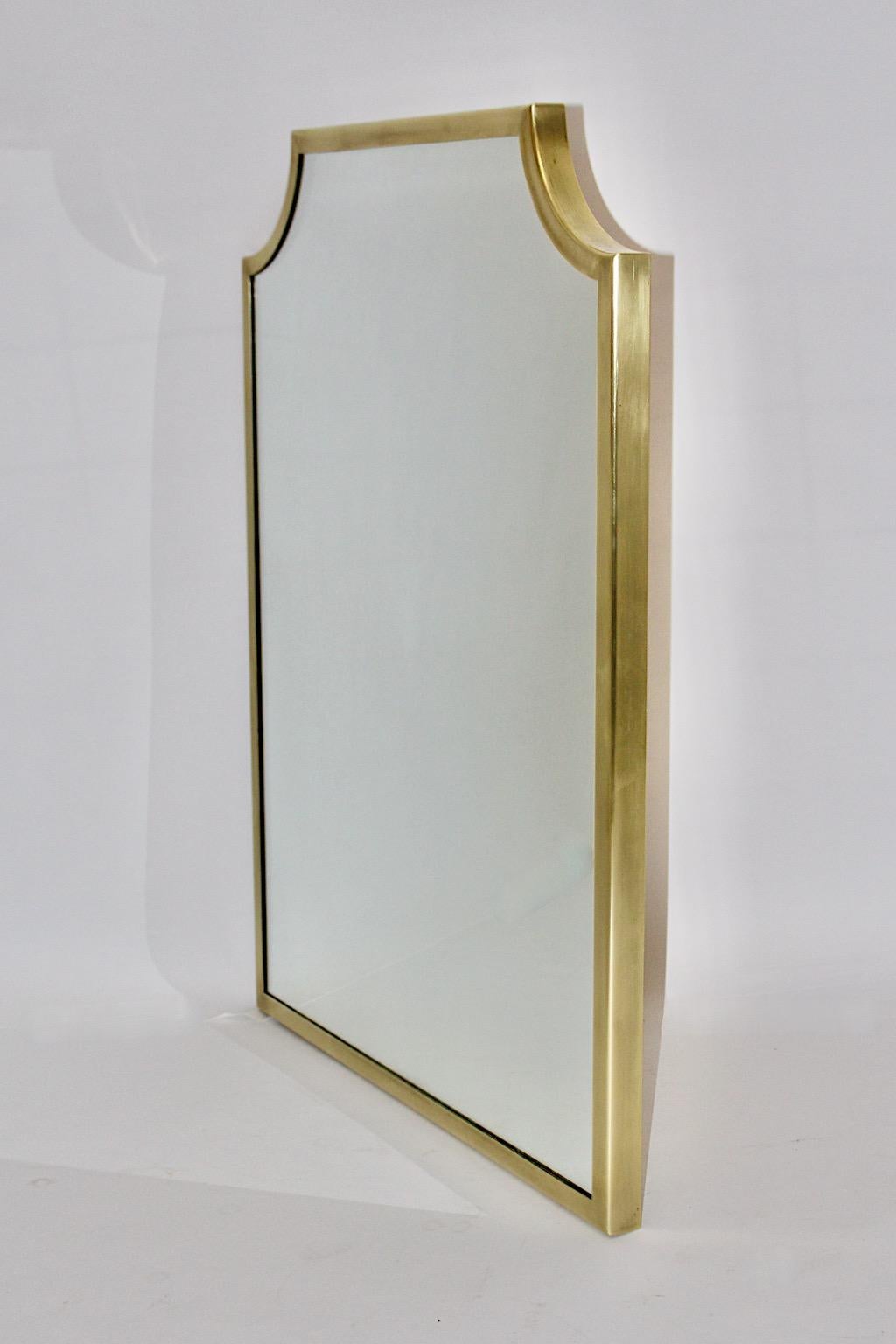 Mid-20th Century Mid-Century Modern Vintage Brass Wall Mirror 1950s Italy For Sale