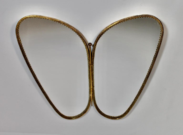 Mid Century Wall Mirror Joseph Frank Vintage Convex Spiegel Brass
