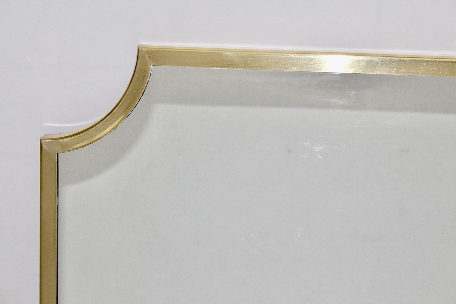 Mid-Century Modern Mid Century Modern Vintage Brass Wall Mirror Floor Mirror 1950s Italy For Sale