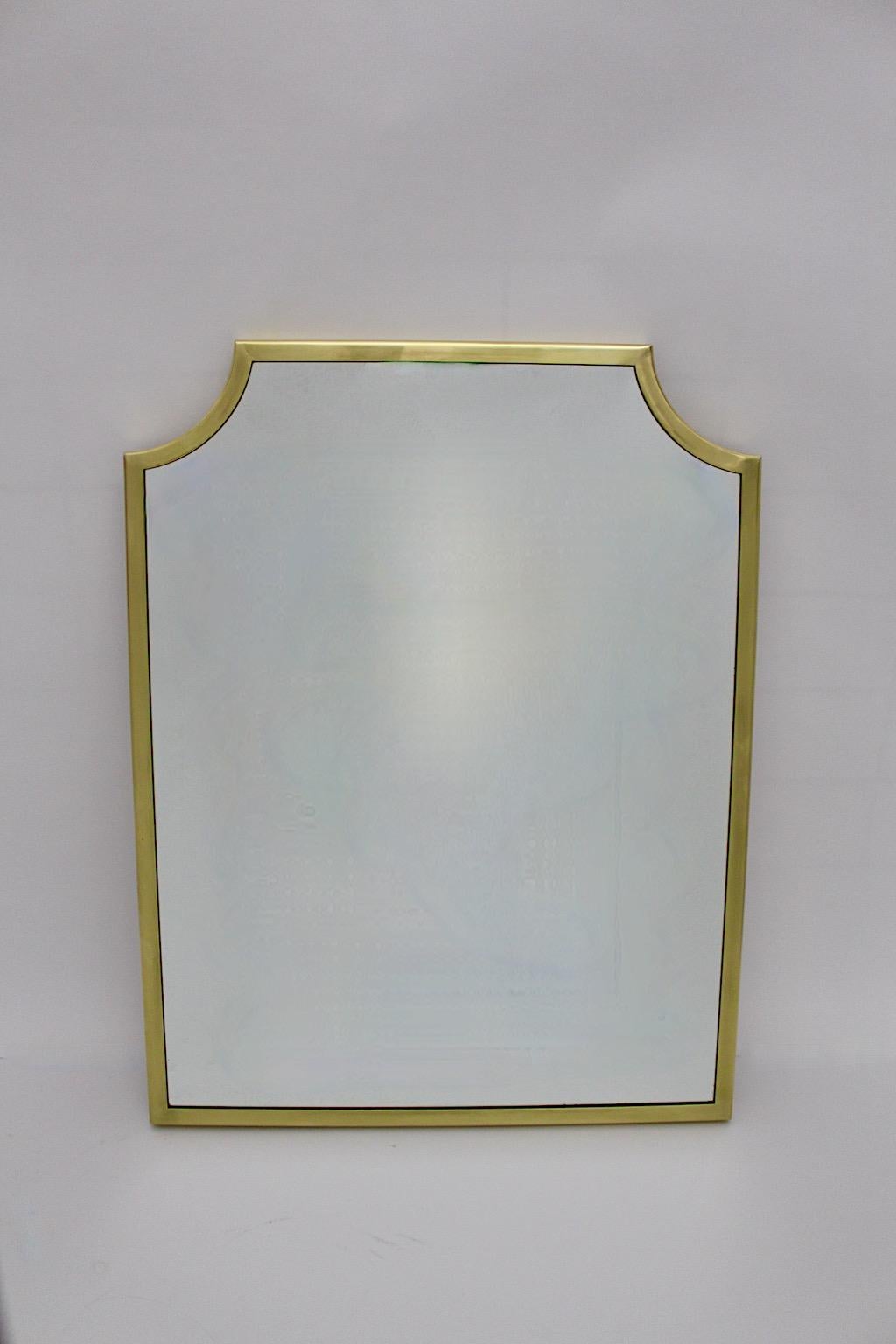 Mid Century Modern Vintage Brass Wall Mirror Floor Mirror 1950s Italy In Good Condition For Sale In Vienna, AT