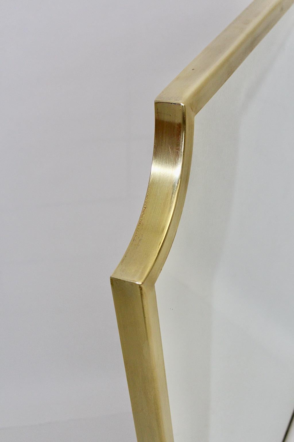 Mid Century Modern Vintage Brass Wall Mirror Floor Mirror 1950s Italy For Sale 1