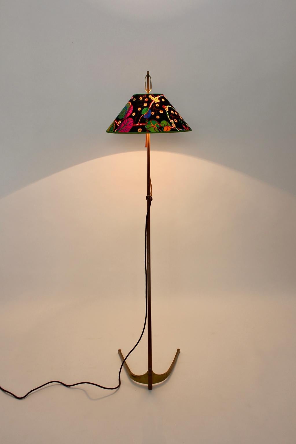 Mid-Century Modern Vintage Brass Walnut Floor Lamp Dornstab J. T. Kalmar Vienna For Sale 8