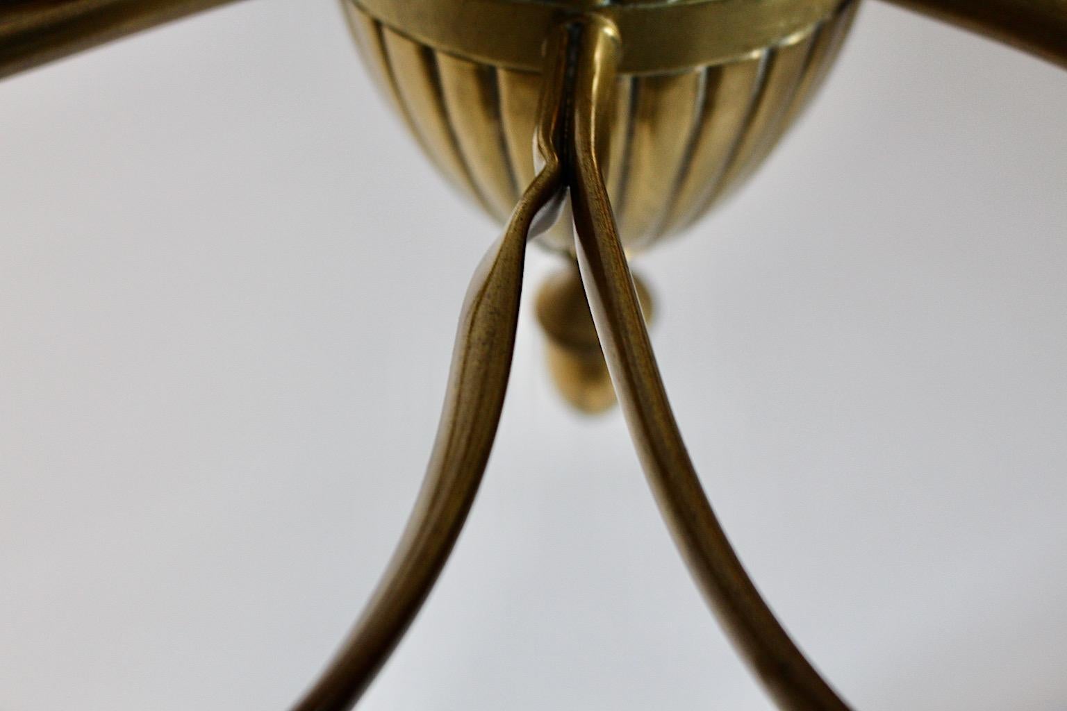 Mid Century Modern Vintage Brass White Chandelier Twelve Arms Gio Ponti Italy For Sale 9
