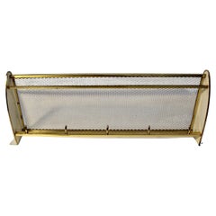 Mid Century Modern Antique Brass White Metal Coat Rack Hat Rack 1950s Italy