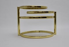 Mid-Century Modern Vintage Brassed Metal Glass Swiveling Coffee Table circa 1970