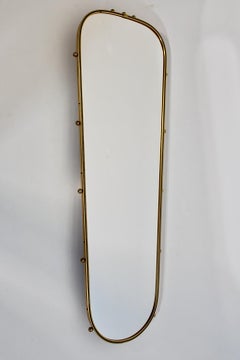 Mid Century Modern Vintage Brassed Oval Brass Bullets Floor Mirror 1960s