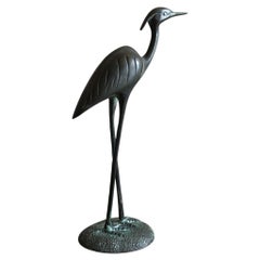 Mid-Century Modern Vintage Bronze Heron Prob, Japan, 1960s