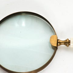 Mid Century Modern Vintage Bronze Magnifying Glass Large