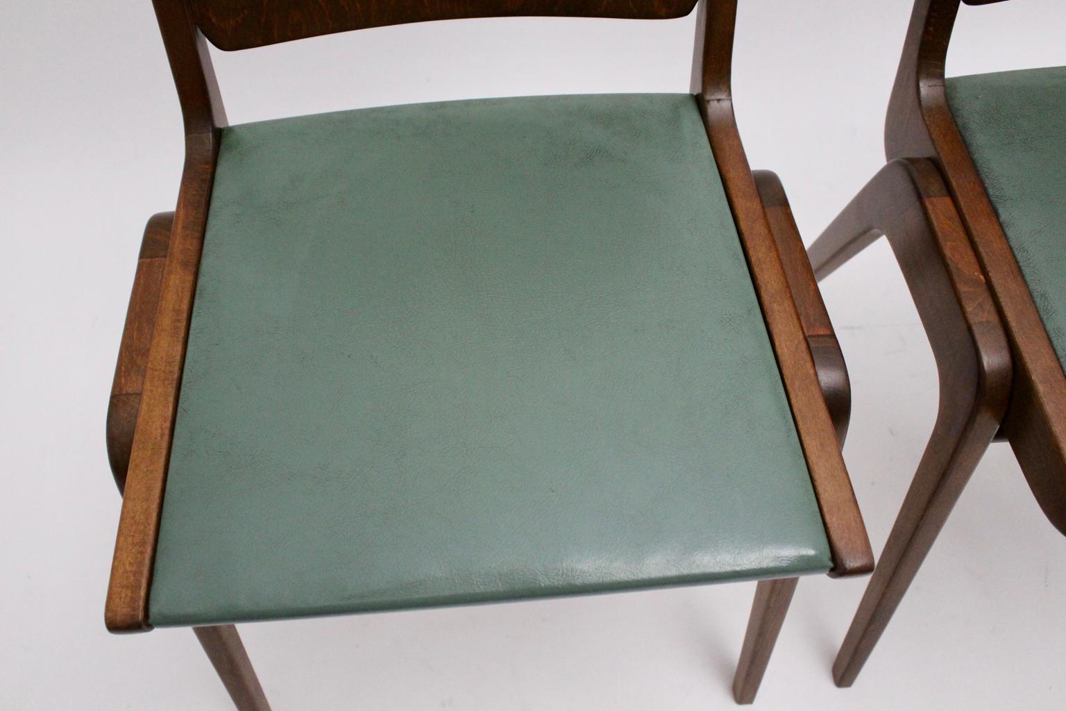 Mid-Century Modern Vintage Brown and Green Dining Chairs by Franz Schuster 1950s 8