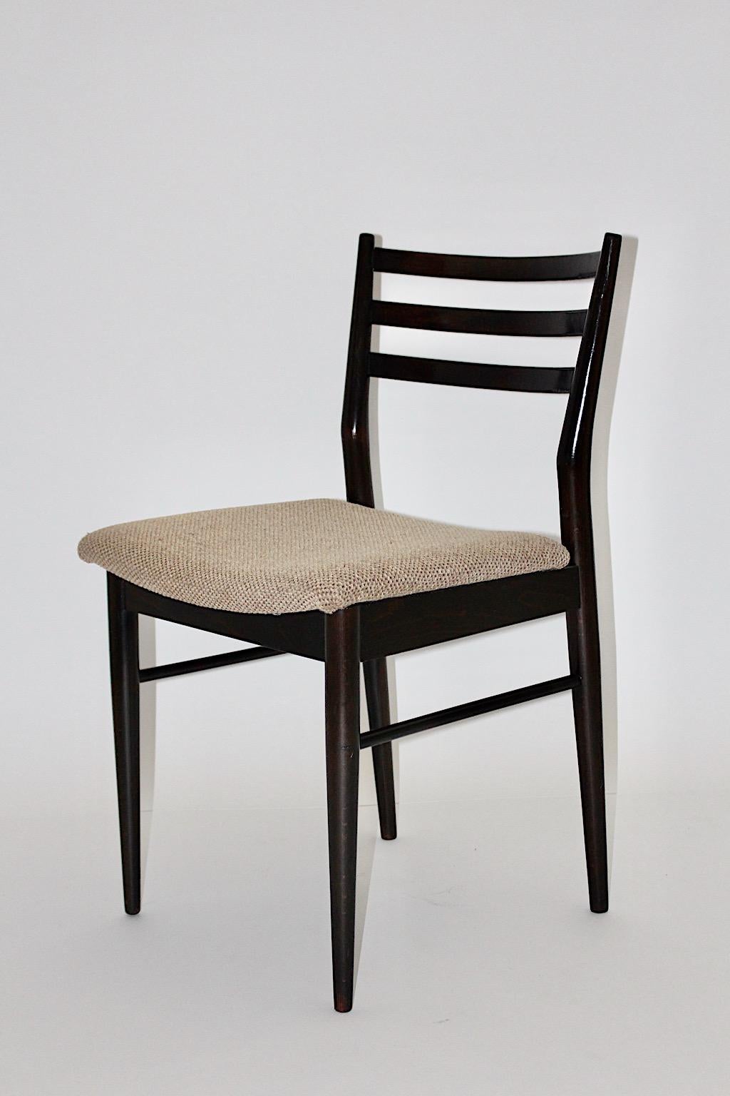 Mid-Century Modern Vintage Brown Beech Six Gio Ponti Style Dining Chairs, 1960s For Sale 9
