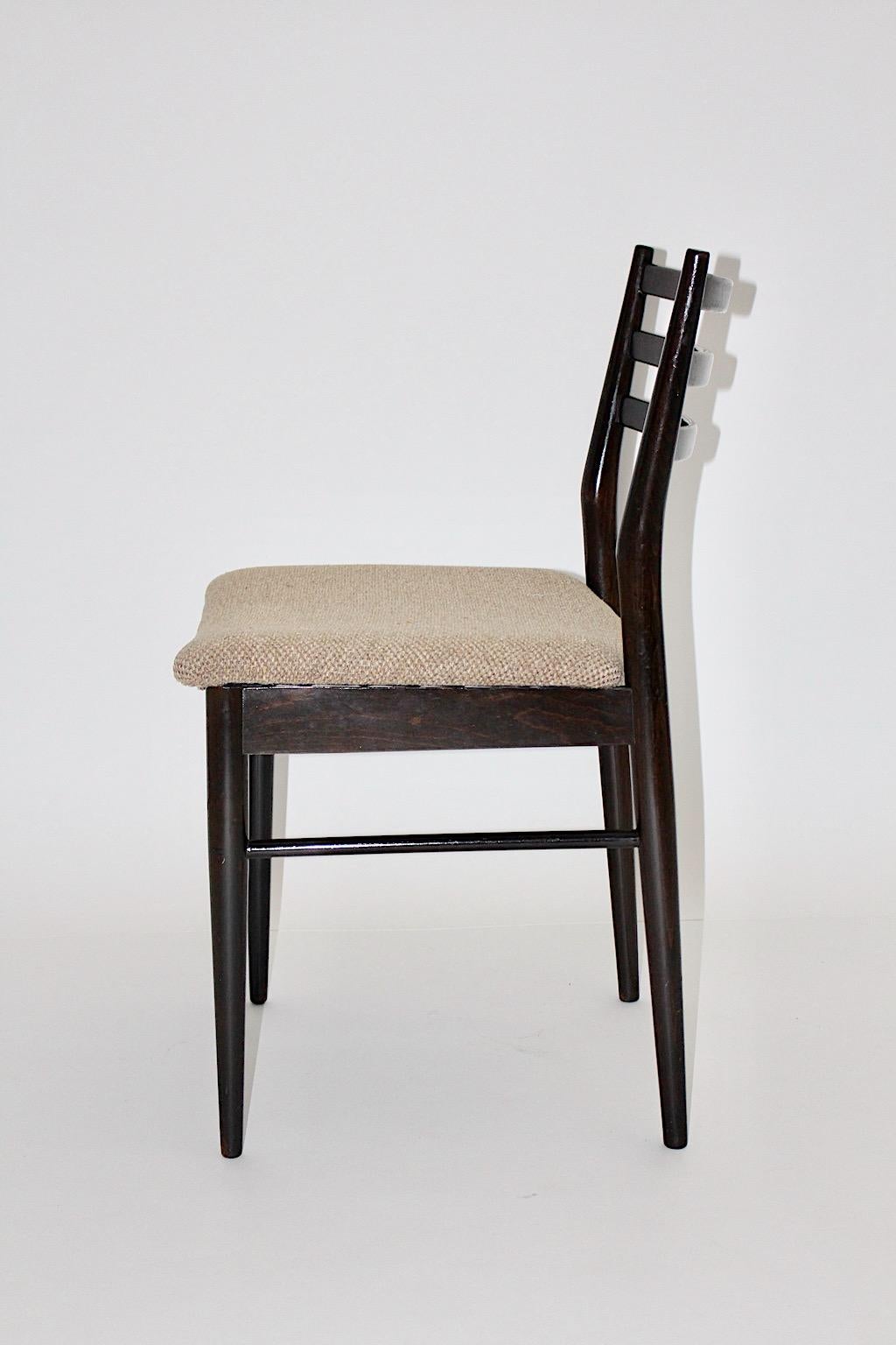 Mid-Century Modern Vintage Brown Beech Six Gio Ponti Style Dining Chairs, 1960s For Sale 10