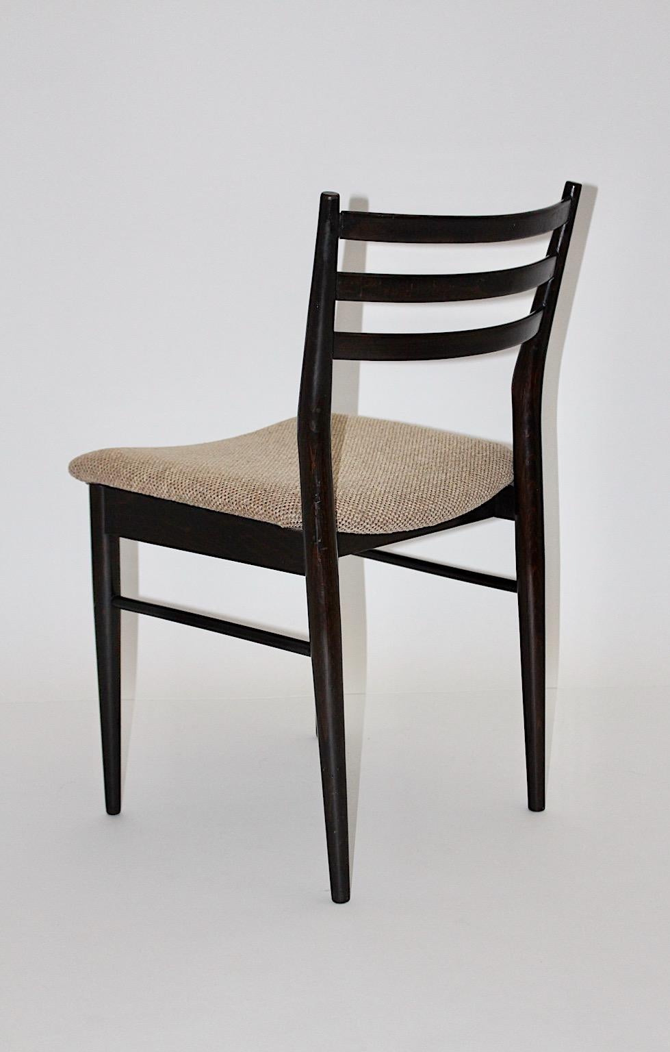 Mid-Century Modern Vintage Brown Beech Six Gio Ponti Style Dining Chairs, 1960s For Sale 11
