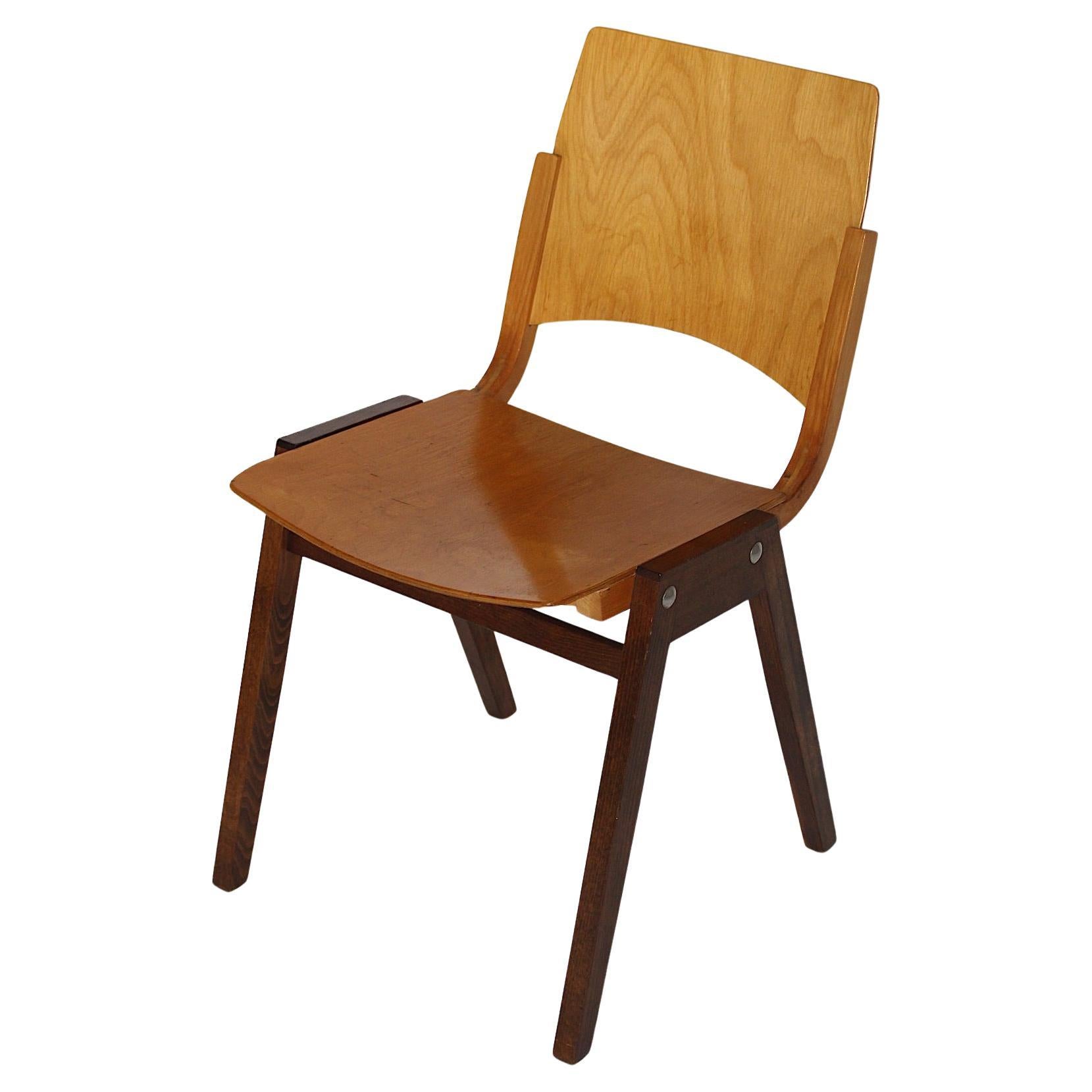 Mid Century Modern Vintage Brown Dining Room Chairs Roland Rainer 1952 Vienna