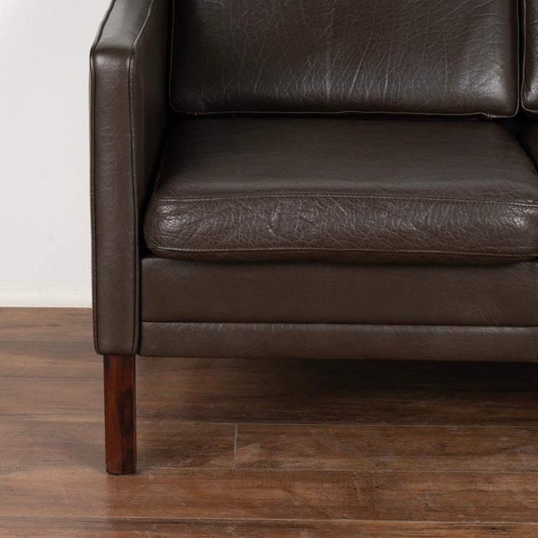 MidCentury Modern Vintage Brown Leather 3 Seat Sofa by Mogens Hansen