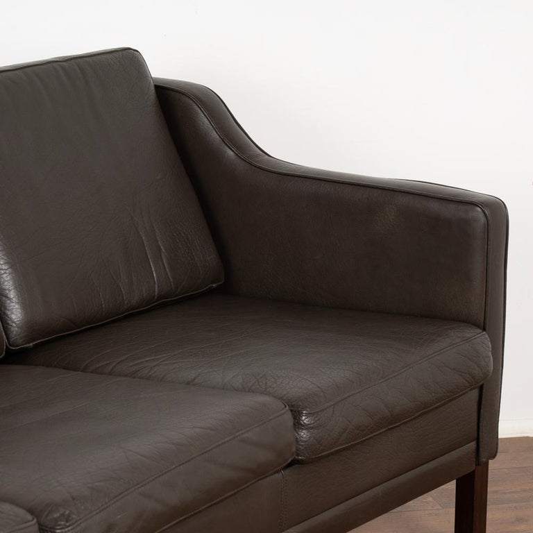 MidCentury Modern Vintage Brown Leather 3 Seat Sofa by Mogens Hansen of Denmark For Sale at 1stDibs