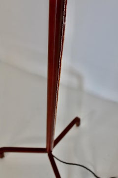 Mid-Century Modern Vintage Brown Leather Black Metal Floor Lamp Jacques Adnet