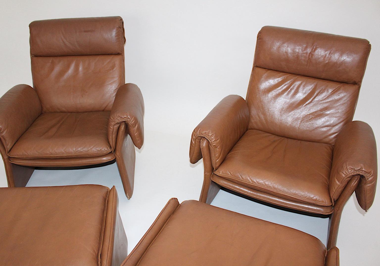 vintage leather chair and ottoman