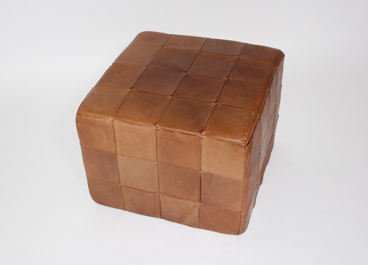 leather patchwork ottoman