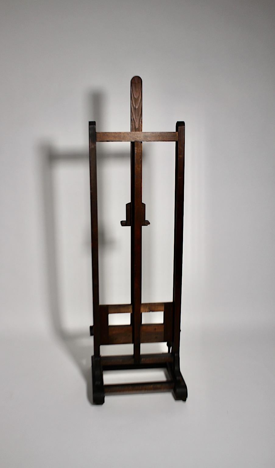 Mid Century Modern Vintage Brown Spruce Wood Easel 1950s Austria For Sale 8