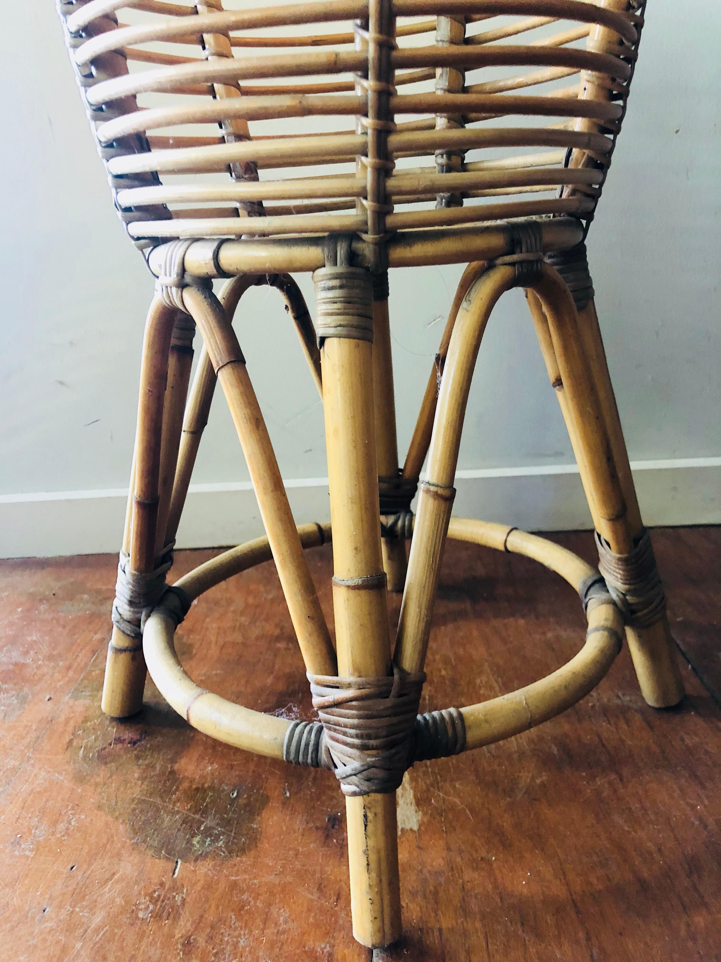 vintage cane plant stand