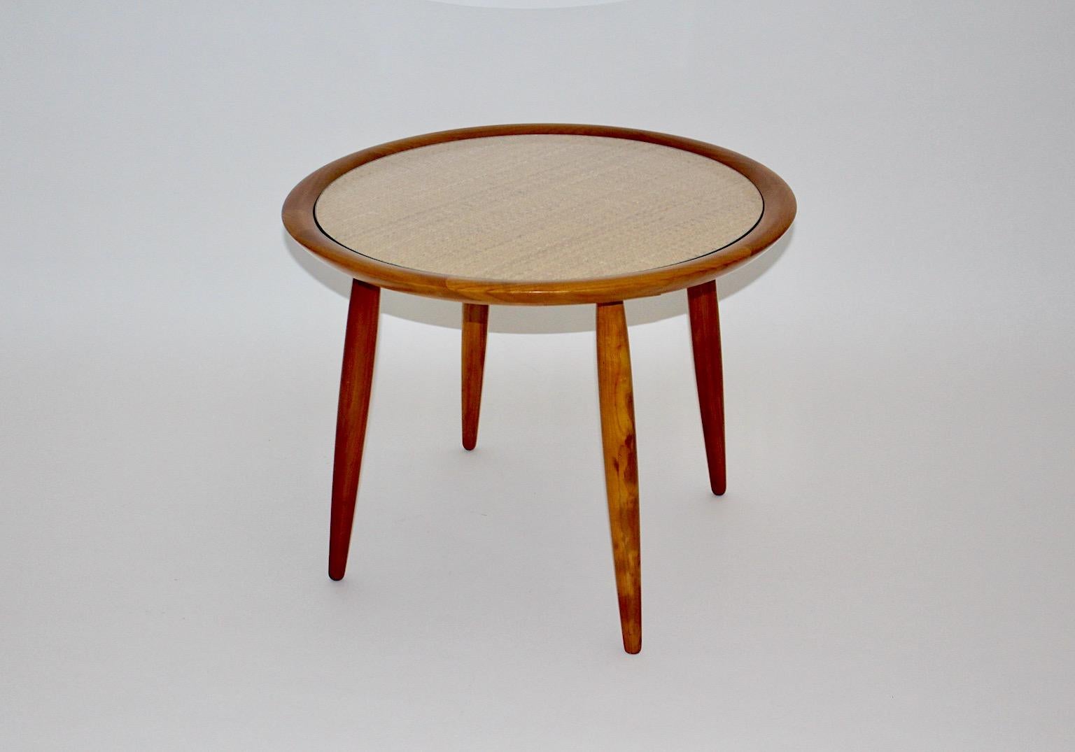 Mid-Century Modern Vintage Cherry Coffee Table Side Table May Kment 1949 Austria For Sale 3