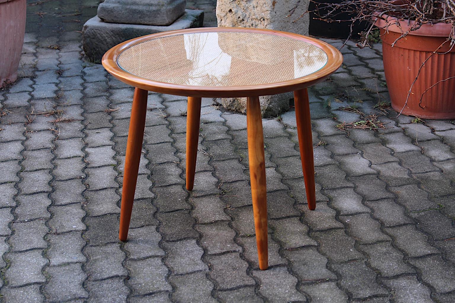 Mid-Century Modern Vintage Cherry Coffee Table Side Table May Kment 1949 Austria For Sale 4