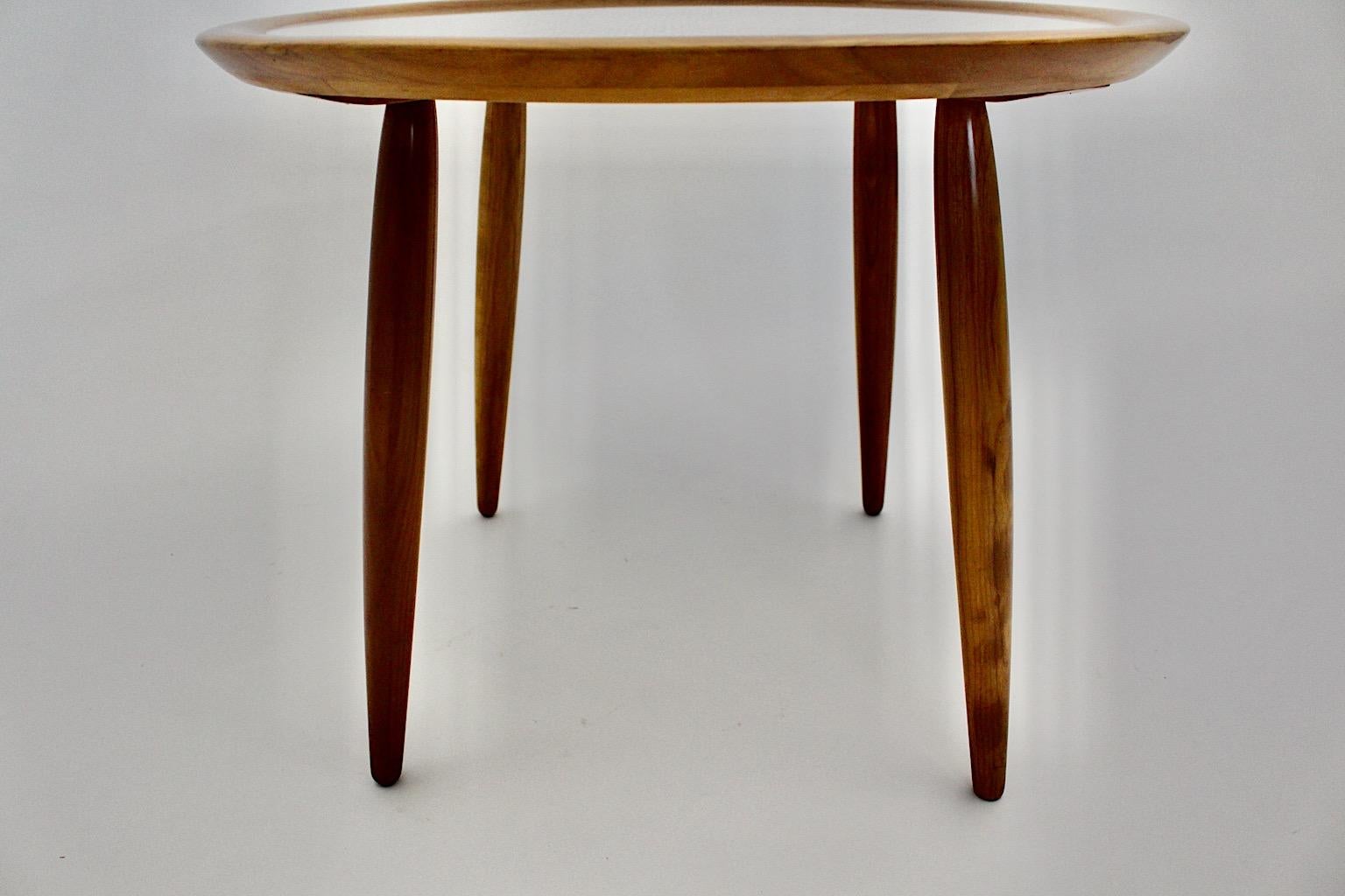 Mid-Century Modern Vintage Cherry Coffee Table Side Table May Kment 1949 Austria For Sale 6