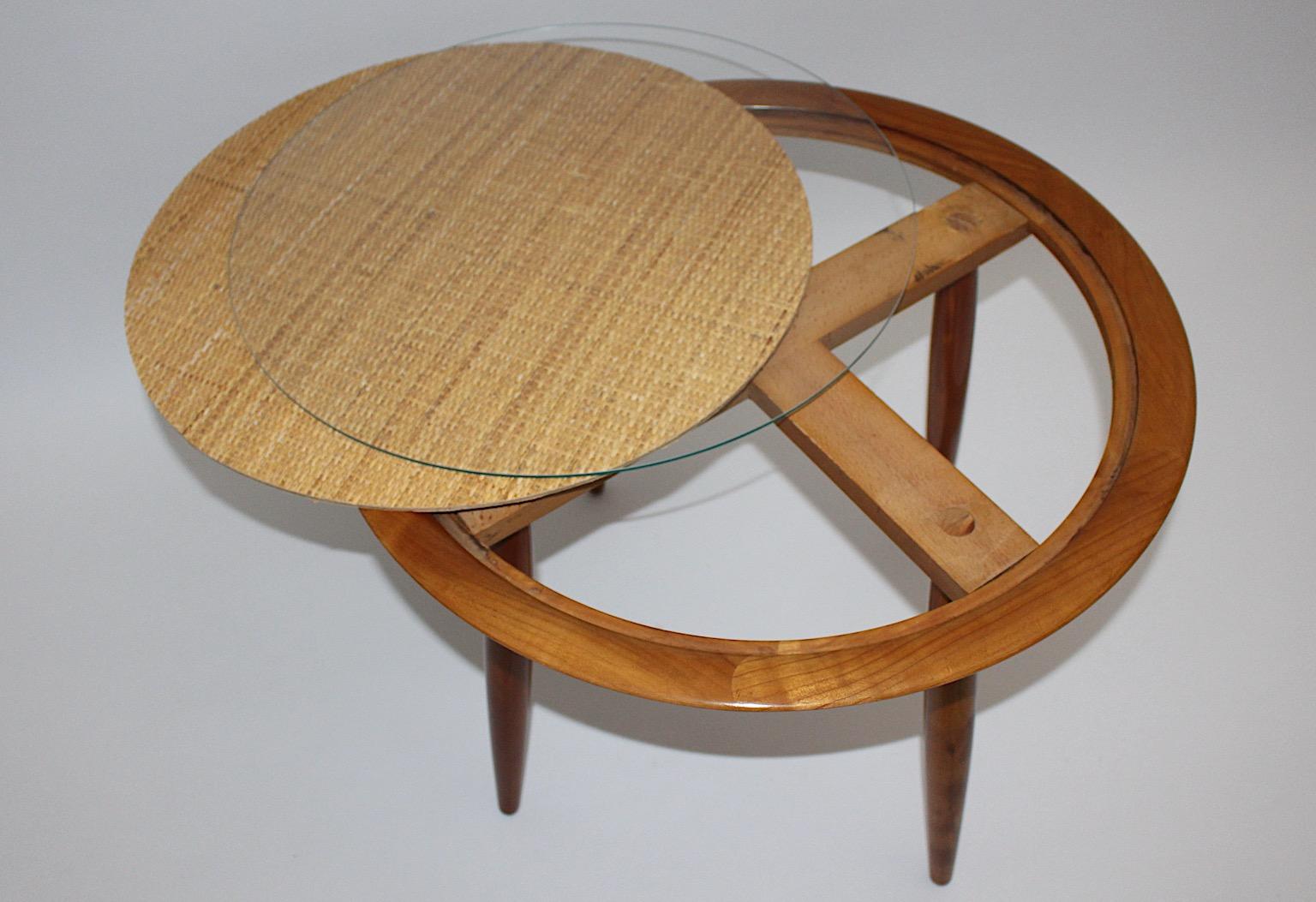 Mid-Century Modern Vintage Cherry Coffee Table Side Table May Kment 1949 Austria For Sale 7