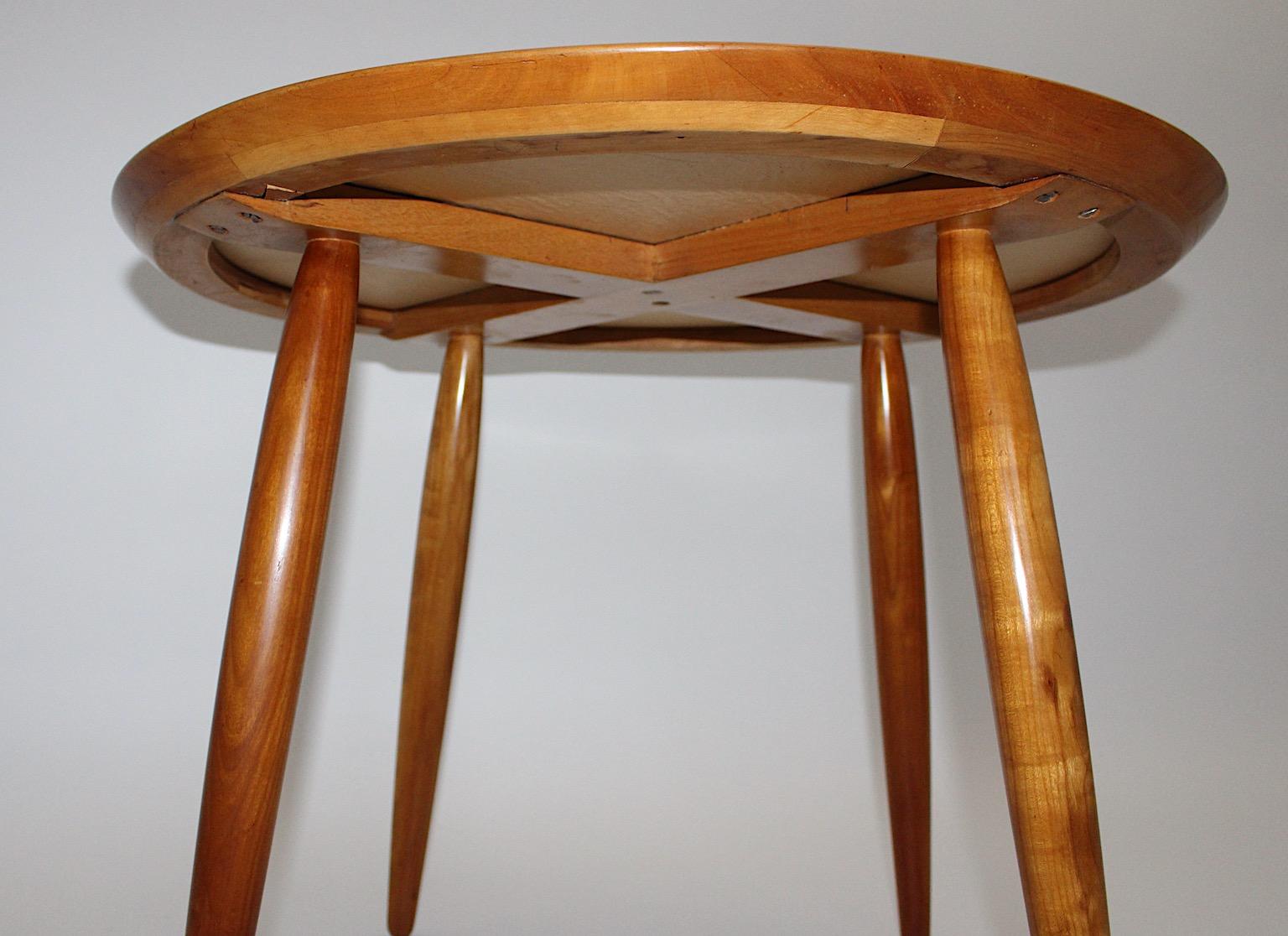 Austrian Mid-Century Modern Vintage Cherry Coffee Table Side Table May Kment 1949 Austria For Sale