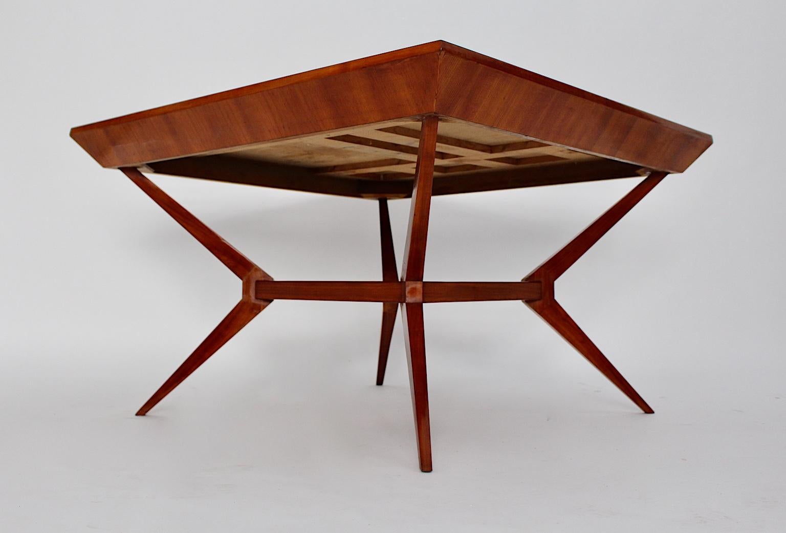 Mid-Century Modern Vintage Cherry Teal Dining Table Franz Schuster Vienna 1950s For Sale 9