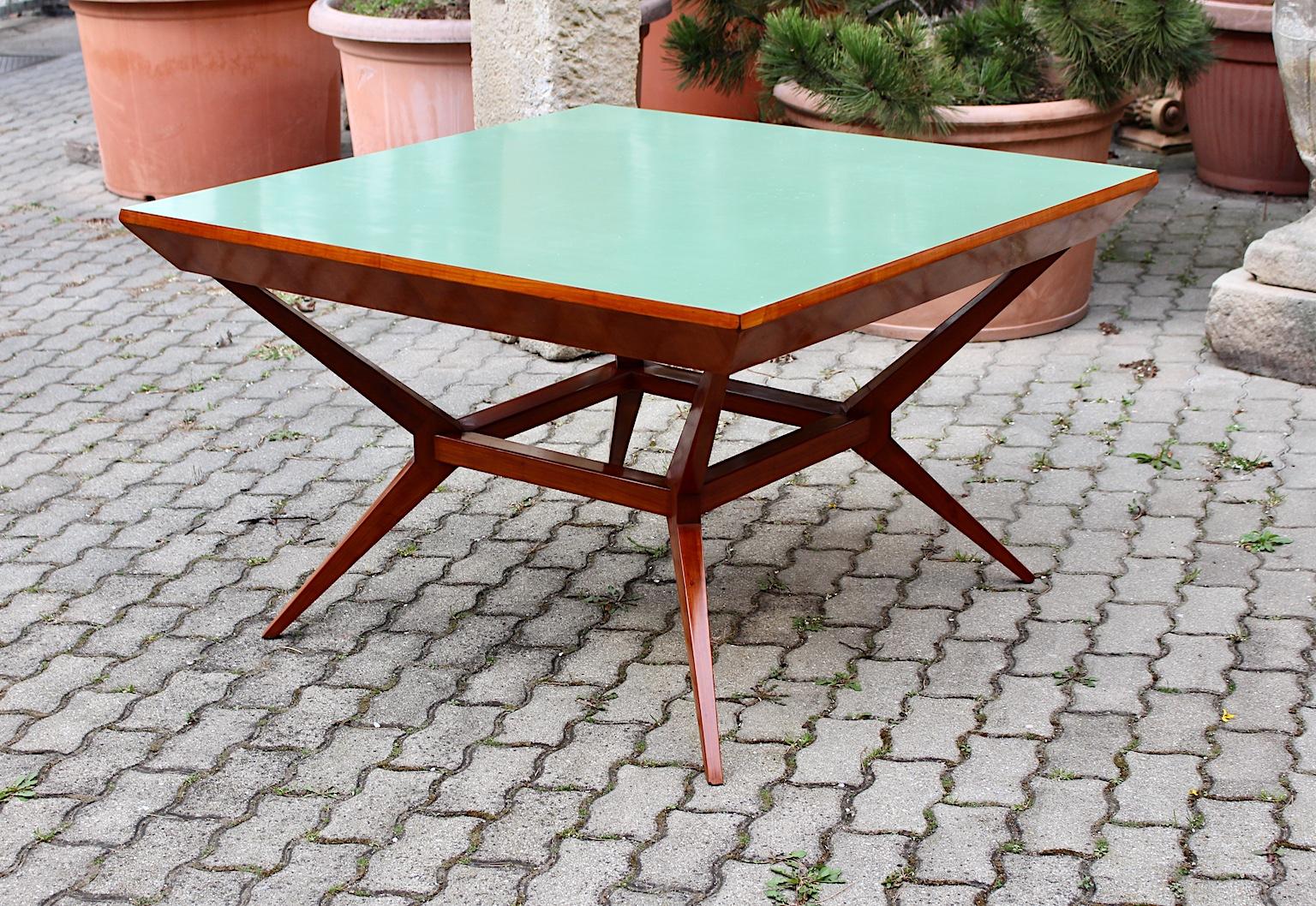 Mid-Century Modern Vintage Cherry Teal Dining Table Franz Schuster Vienna 1950s For Sale 10