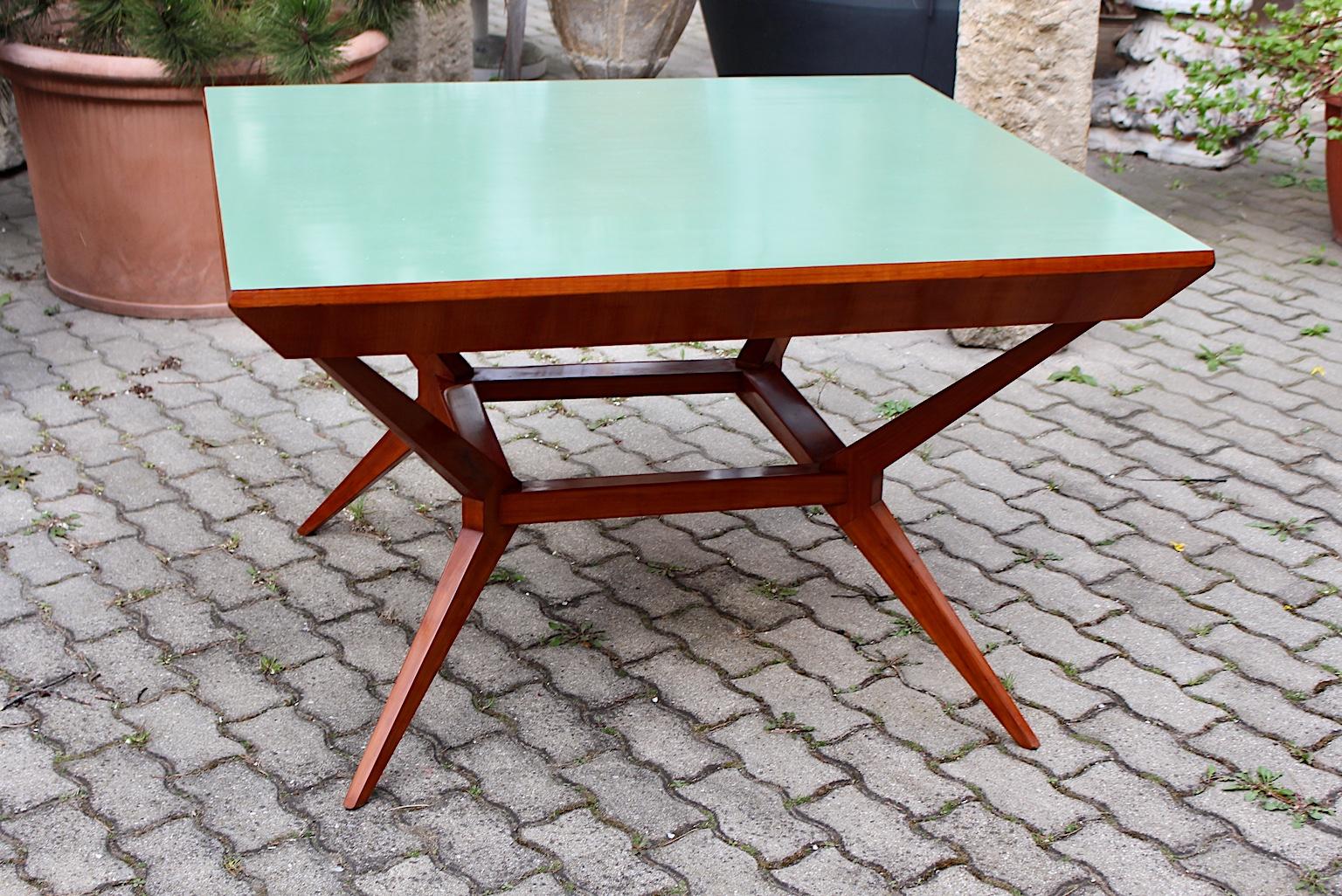 Mid-Century Modern Vintage Cherry Teal Dining Table Franz Schuster Vienna 1950s For Sale 11