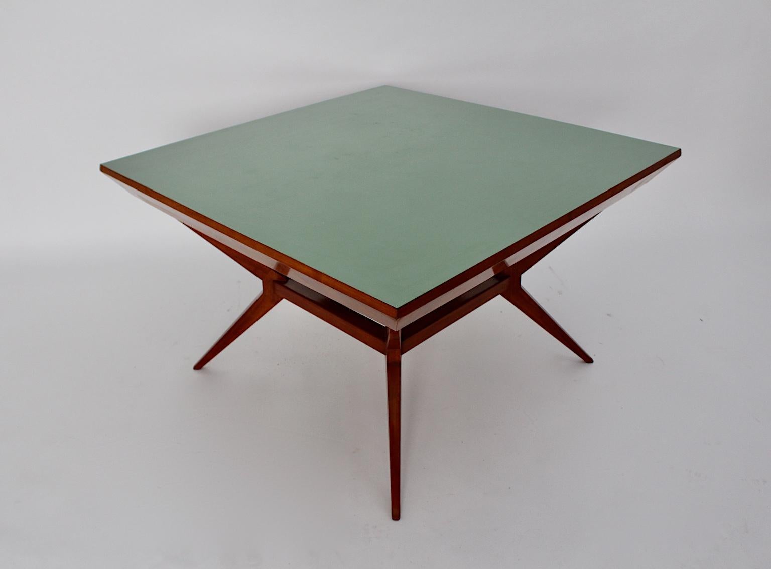 Mid-20th Century Mid-Century Modern Vintage Cherry Teal Dining Table Franz Schuster Vienna 1950s For Sale
