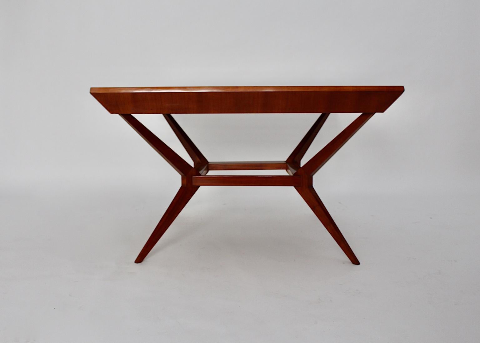 Formica Mid-Century Modern Vintage Cherry Teal Dining Table Franz Schuster Vienna 1950s For Sale