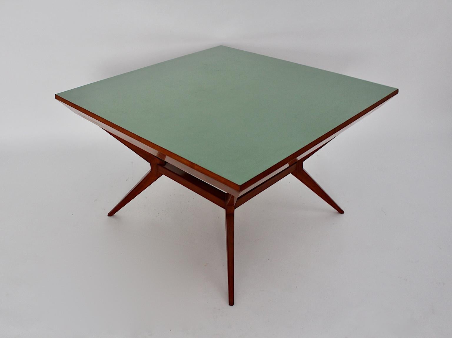 Mid-Century Modern Vintage Cherry Teal Dining Table Franz Schuster Vienna 1950s For Sale 1