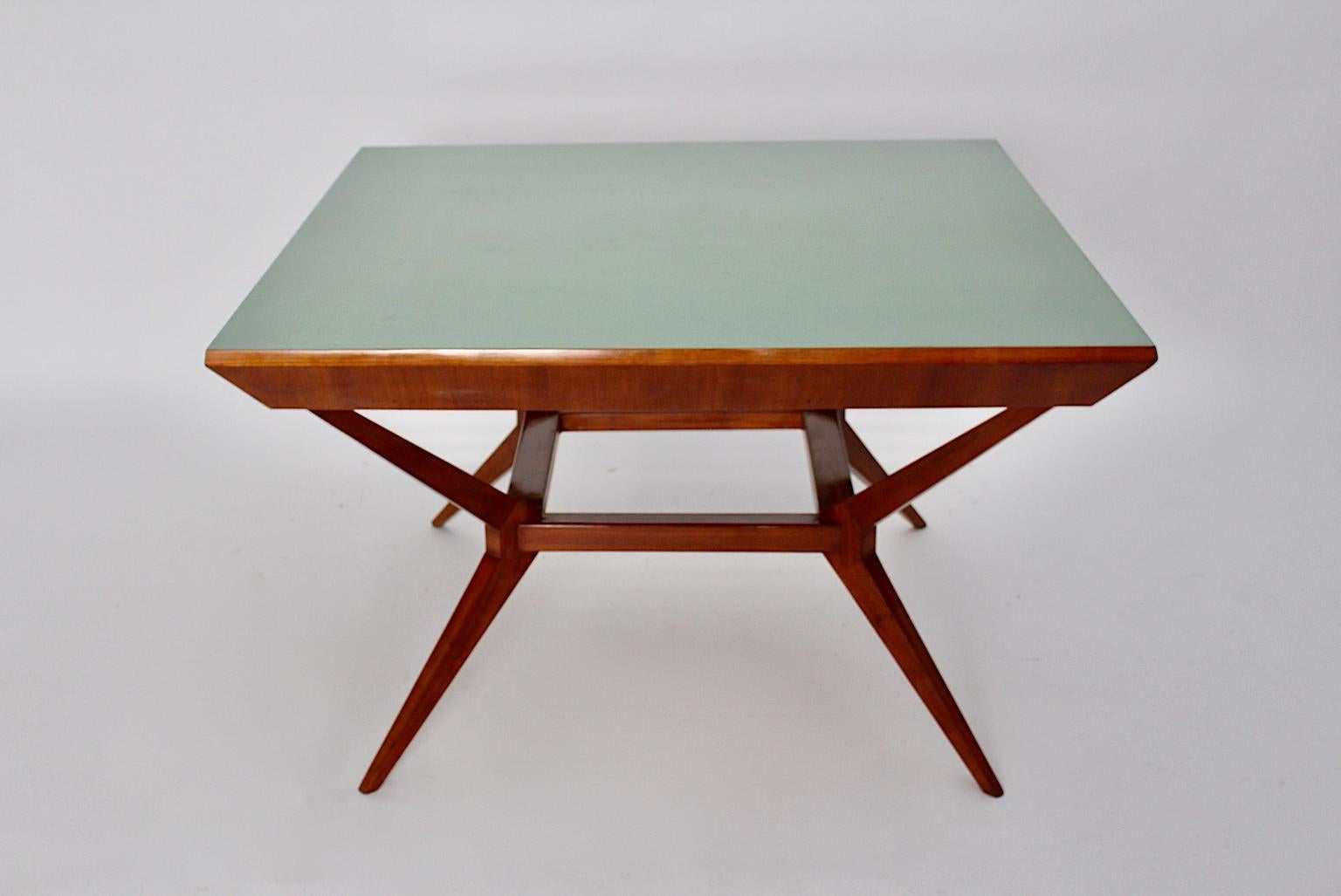 Mid-Century Modern Vintage Cherry Teal Dining Table Franz Schuster Vienna 1950s For Sale 2