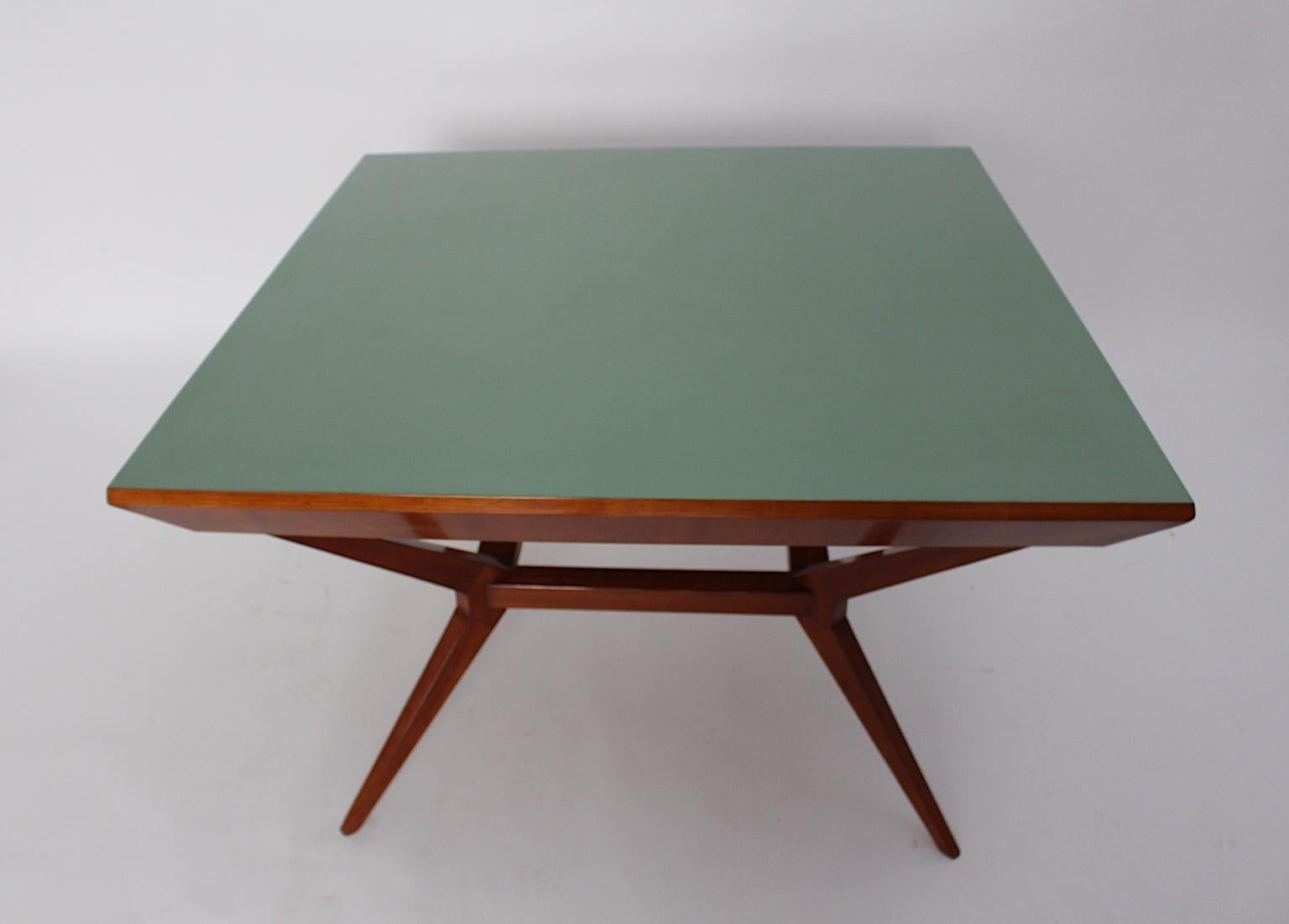 Mid-Century Modern Vintage Cherry Teal Dining Table Franz Schuster Vienna 1950s For Sale 3