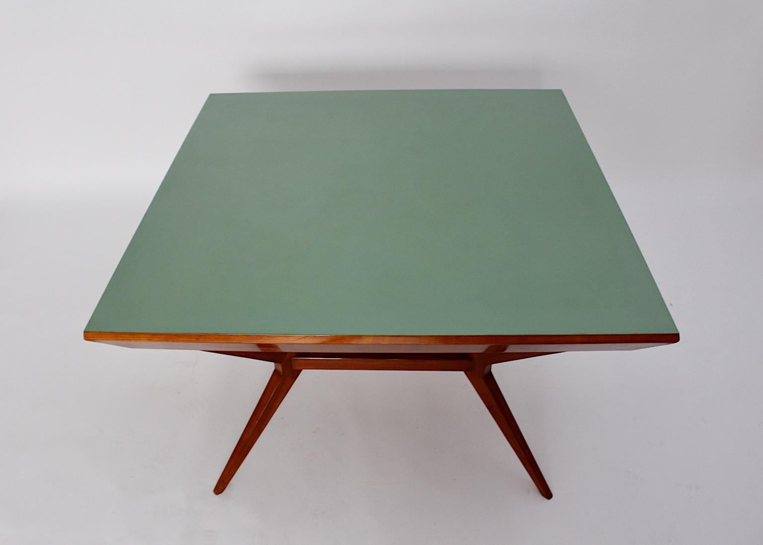 Mid-Century Modern Vintage Cherry Teal Dining Table Franz Schuster Vienna 1950s For Sale 4
