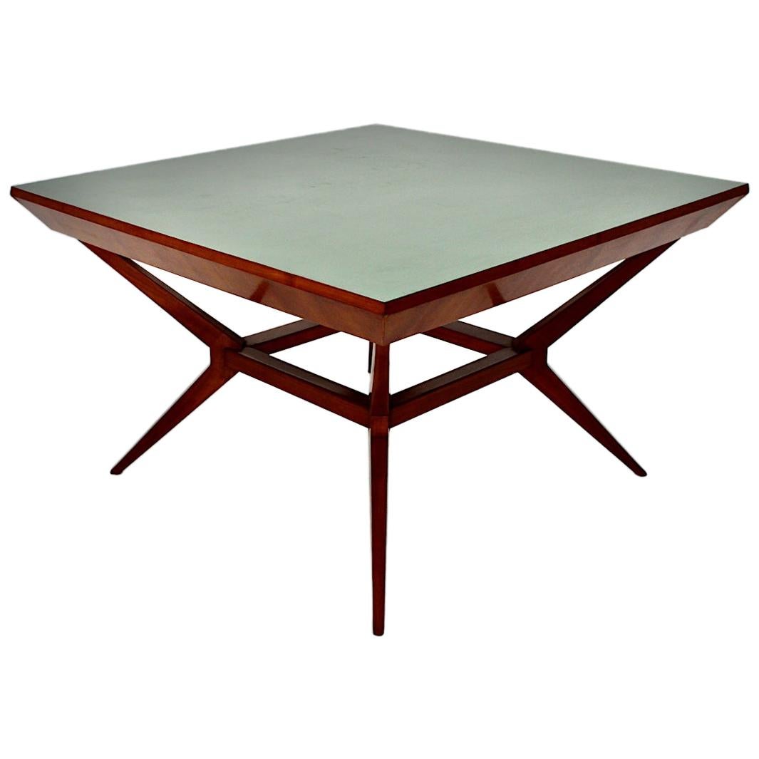 Mid-Century Modern Vintage Cherry Teal Dining Table Franz Schuster Vienna 1950s For Sale