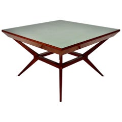 Mid-Century Modern Vintage Cherry Teal Dining Table Franz Schuster Vienna 1950s