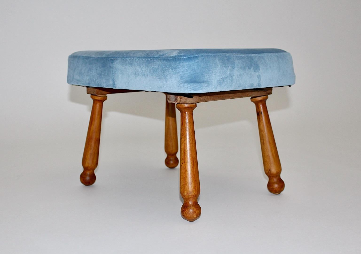 Austrian Mid Century Modern Vintage Cherry Foot Stool 1950s Austria For Sale