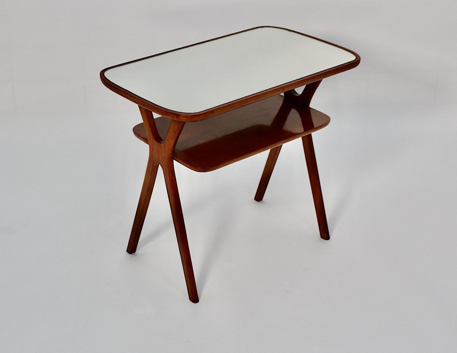 Mirror Mid Century Modern Vintage Cherry Side Table Night Stand Ico Parisi 1950s Italy For Sale