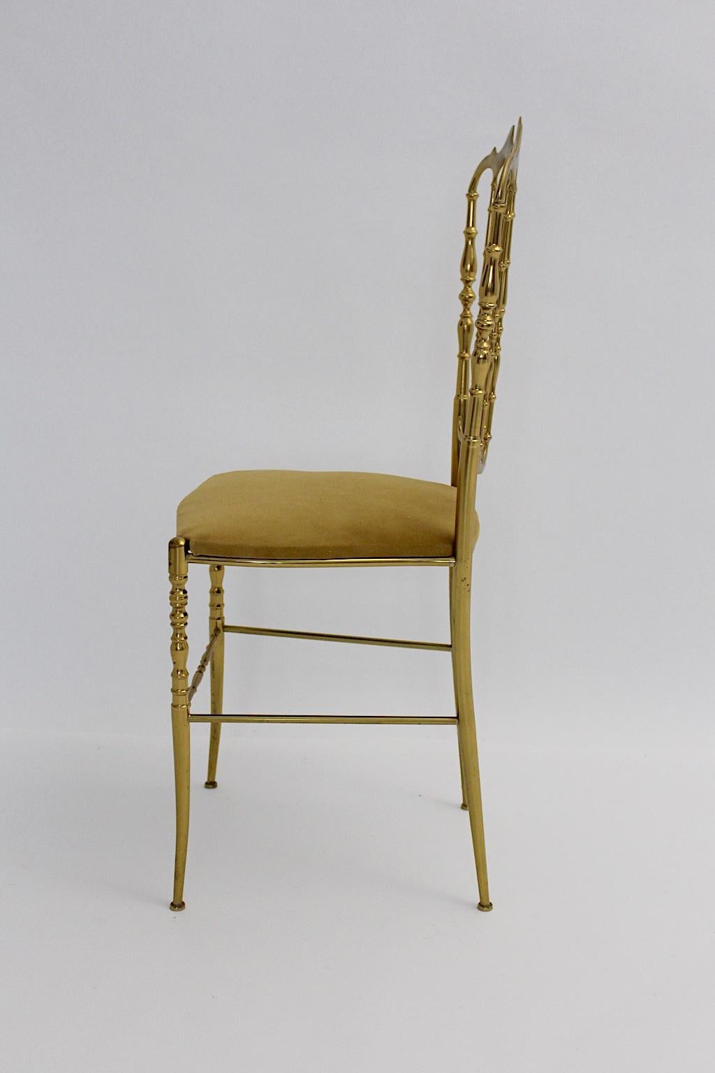 Chaise d'appoint ou chaise Vintage en laiton Chiavari, Mid-Century Modern, 1950s, Italie Bon état - En vente à Vienna, AT