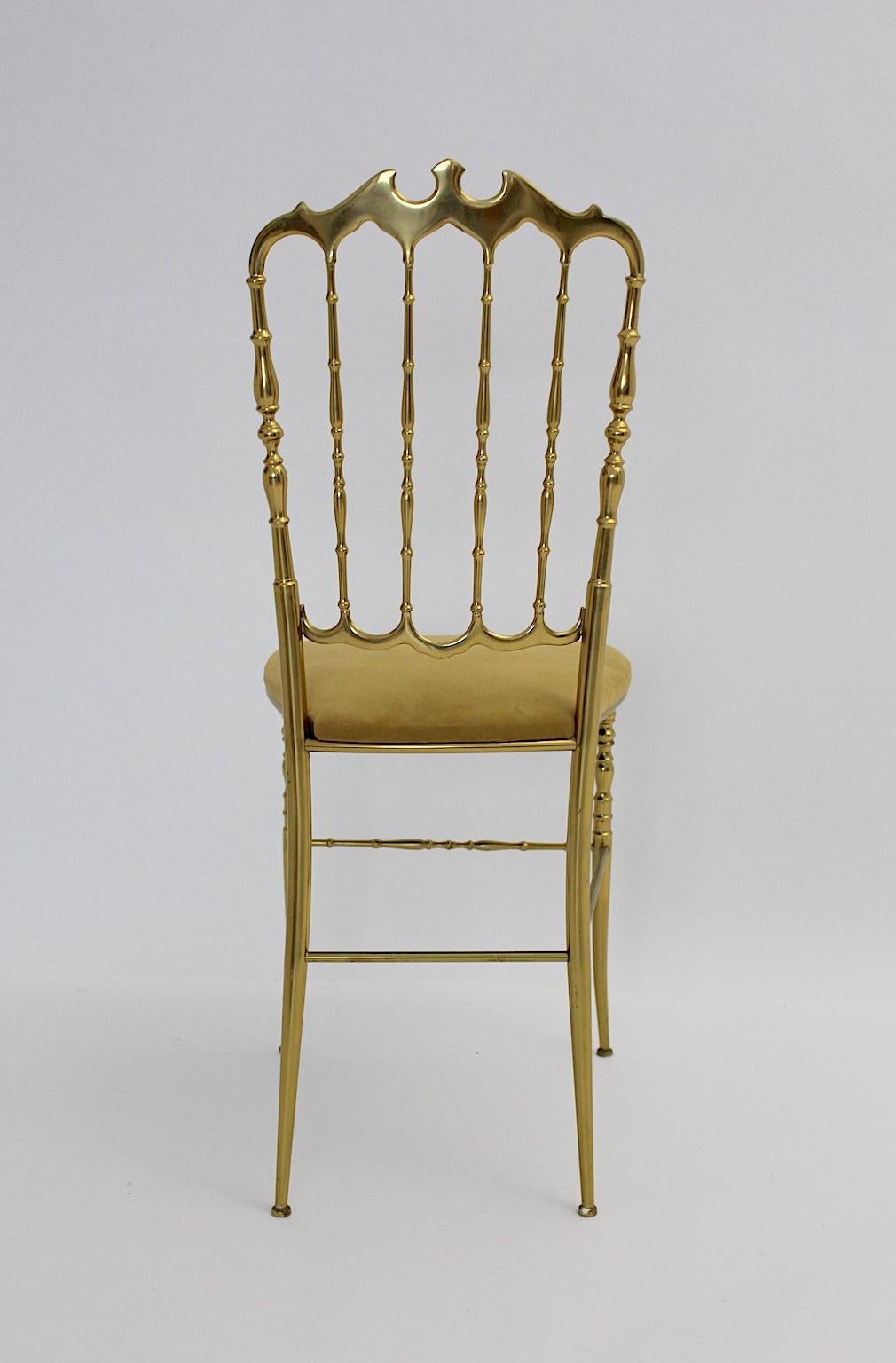 Mid-Century Modern Vintage Chiavari Brass Side Chair or Chair, 1950s, Italy In Good Condition For Sale In Vienna, AT