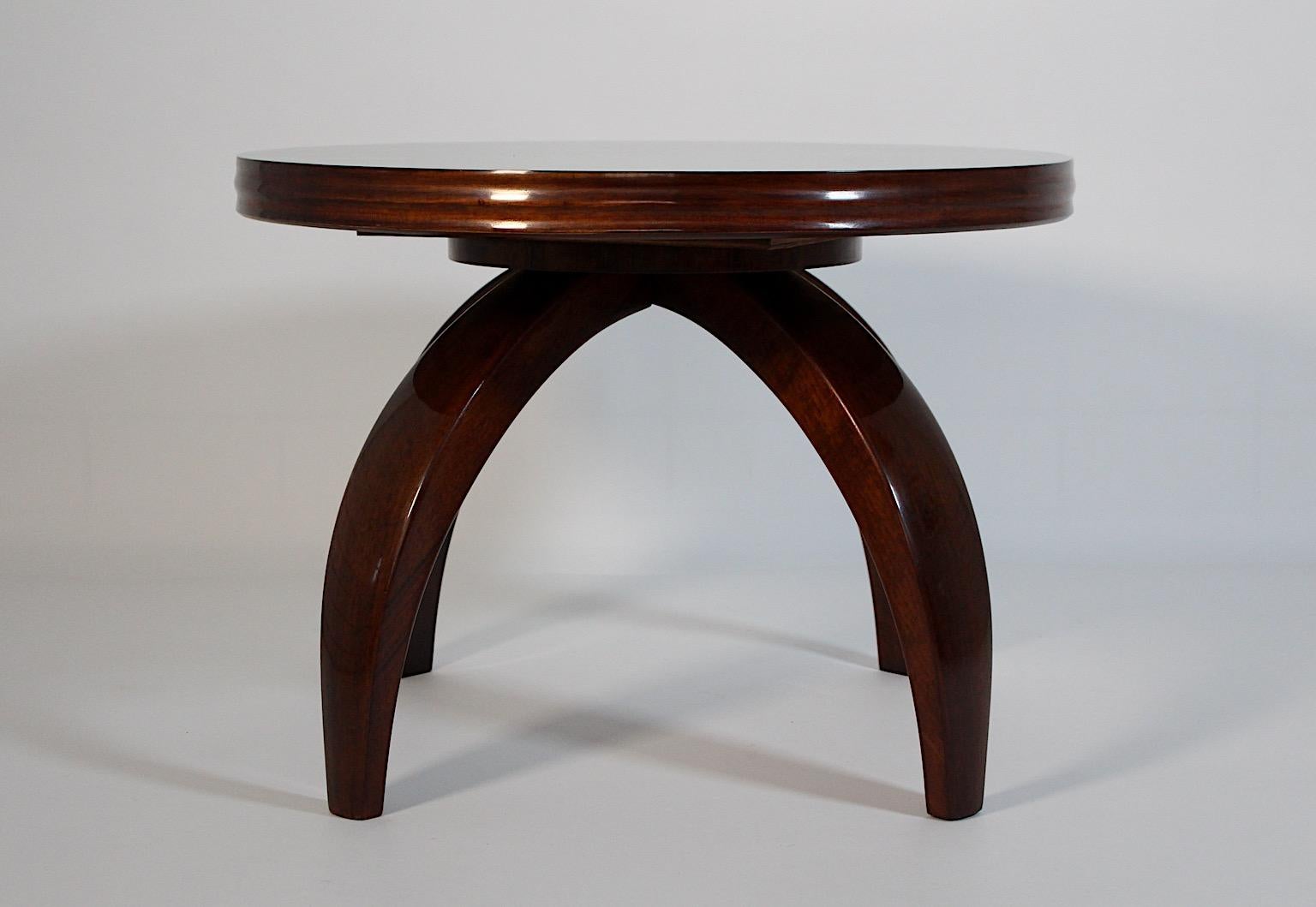 Mid Century Modern Vintage Chocolate Brown Green Walnut Couchtisch c1940 Italien (Art déco) im Angebot