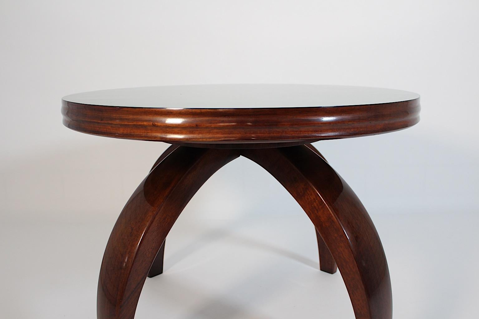 Mid Century Modern Vintage Chocolate Brown Green Walnut Couchtisch c1940 Italien im Zustand „Gut“ im Angebot in Vienna, AT