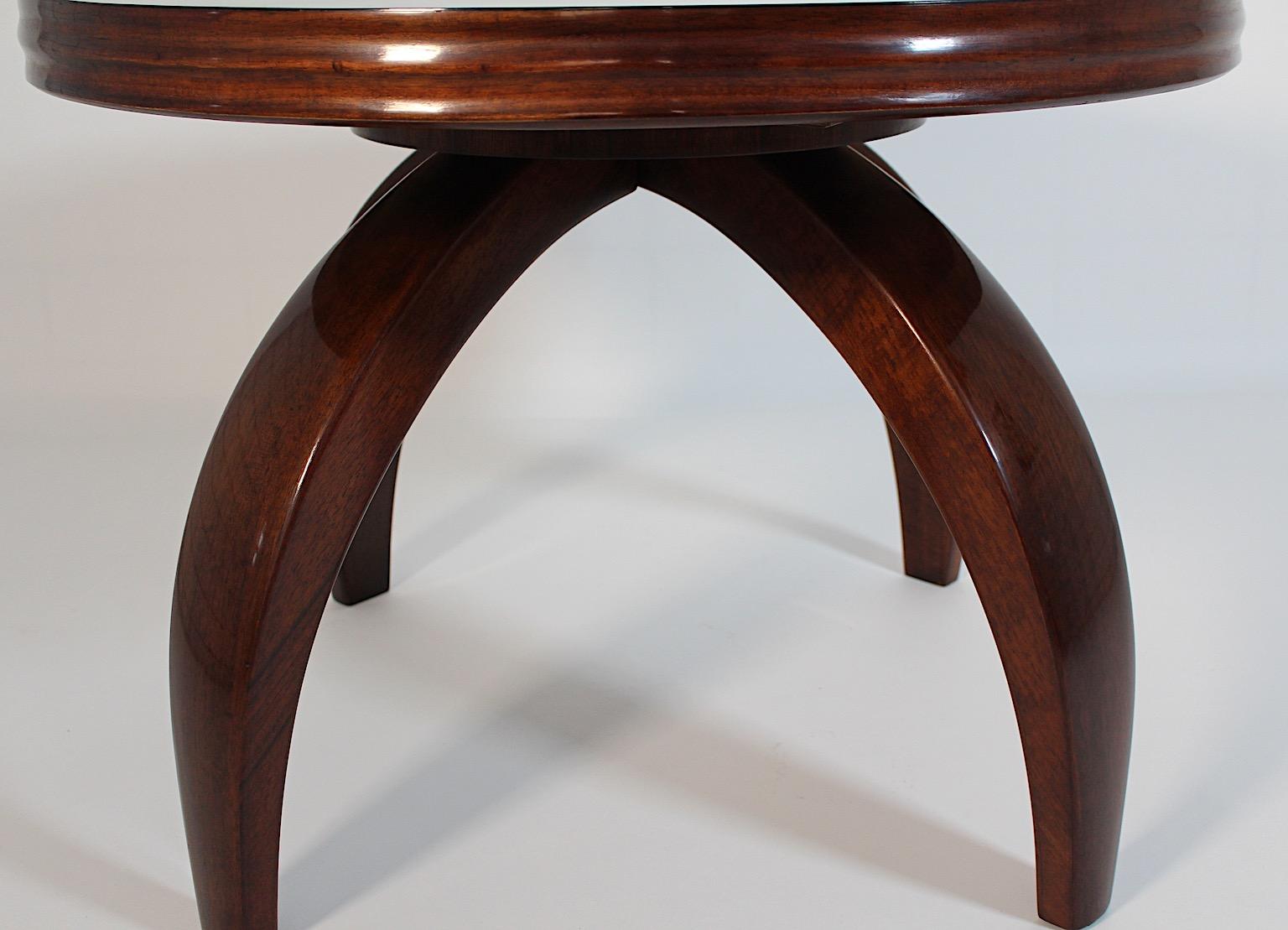 Mid Century Modern Vintage Chocolate Brown Green Walnut Couchtisch c1940 Italien im Angebot 2